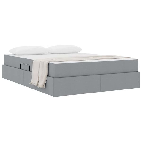 vidaXL Cama con almacenamiento y colch&oacute;n Gris Claro 140 x 190 cm