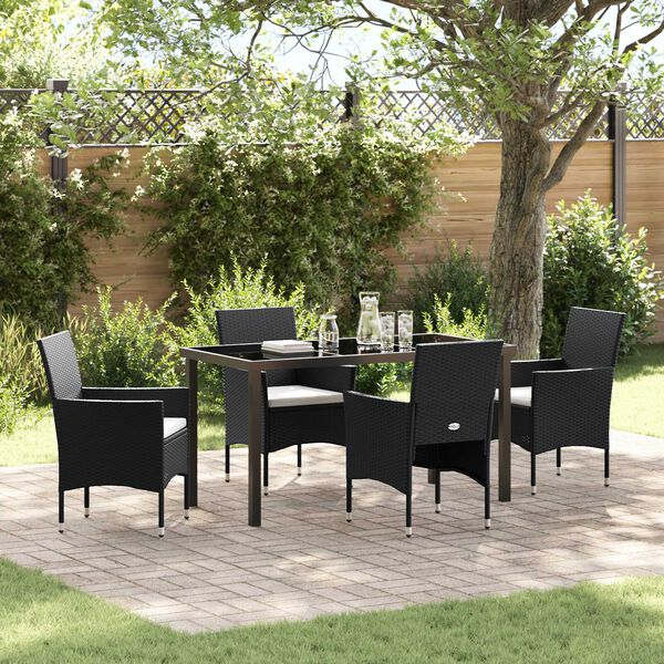 vidaXL Conjunto de Comedor de Jardín 5 pcs Negro ratán sintético