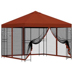 vidaXL Gazebo de jard&iacute;n con paredes laterales 3 x 3 m Terracota