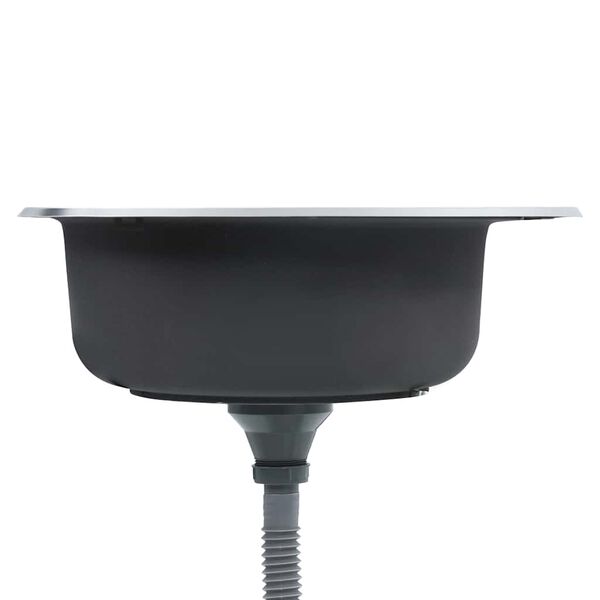 vidaXL Fregadero de cocina con colador y sif&oacute;n de acero inoxidable