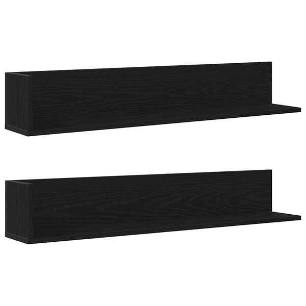 vidaXL Estantes de pared 2 uds madera ingenier&iacute;a negro 100x16,5x16,5cm