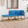 vidaXL Set de muebles de jard&iacute;n 3 piezas con cojines azul claro