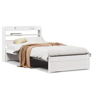 vidaXL Estructura de cama con cabecero madera pino blanco 75x190 cm