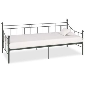 vidaXL Estructura de cama sin colch&oacute;n metal gris 90x200 cm