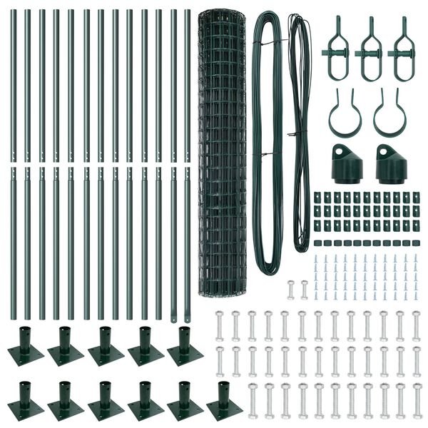 vidaXL Valla con Poste Verde 1,2 x 25 m Acero y PVC