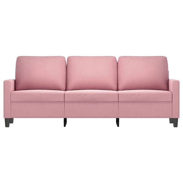 vidaXL Sof&aacute; de 3 plazas terciopelo rosa 180 cm