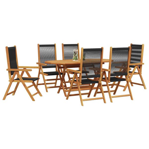 vidaXL Conjunto de Comedor de Jard&iacute;n 7 pcs Negro