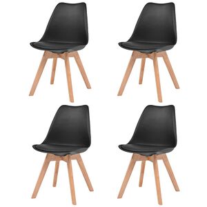 vidaXL Sillas de comedor 4 unidades pl&aacute;stico negro