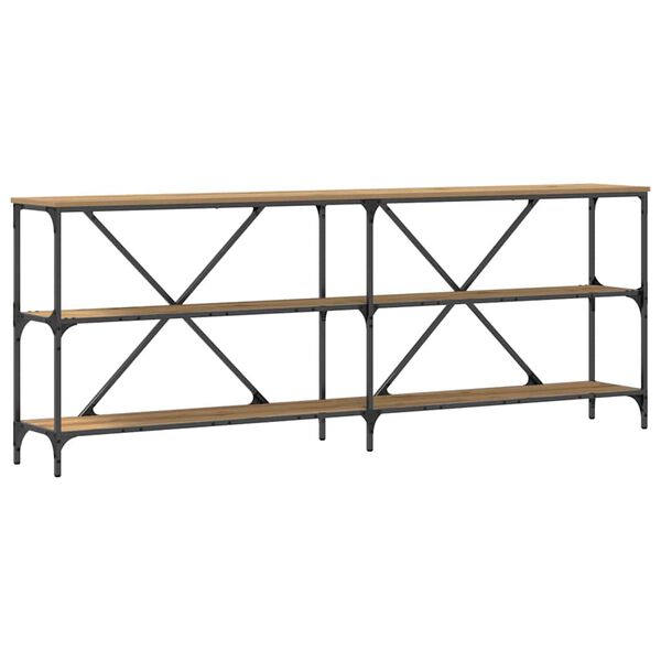 vidaXL Mesa Consola con estante Roble Artesanal 200 x 30 x 75 cm