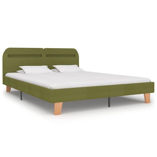 vidaXL Estructura de cama con LED sin colchón Tela verde 150x200 cm