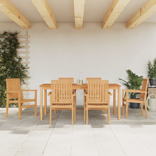 vidaXL Juego de comedor de jard&iacute;n 7 piezas madera maciza de teca