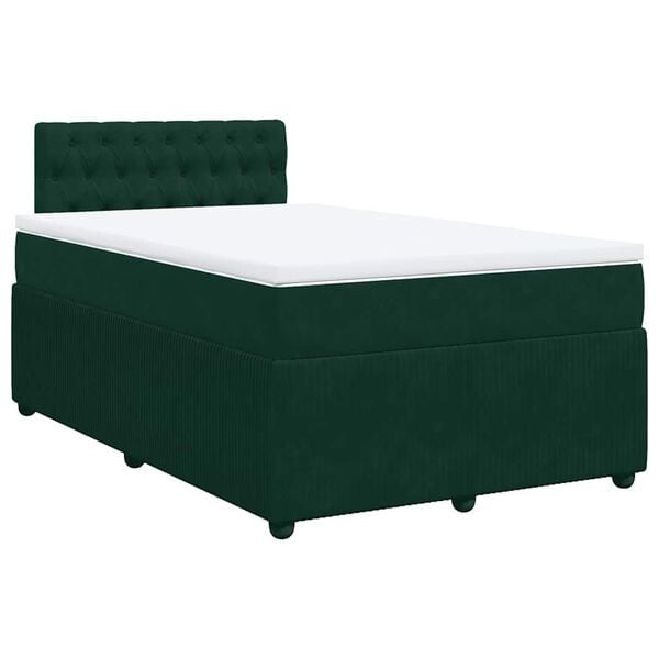 vidaXL Cama box spring con colch&oacute;n terciopelo verde oscuro 120x200 cm