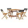 vidaXL Set de comedor de jard&iacute;n 5 pzas rat&aacute;n PE madera maciza negro