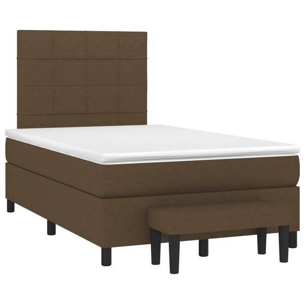 vidaXL Cama box spring con colch&oacute;n tela marr&oacute;n oscuro 120x190 cm