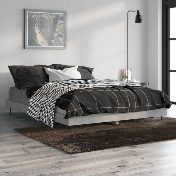 vidaXL Estructura de cama madera de ingenier&iacute;a gris hormig&oacute;n 140x190cm