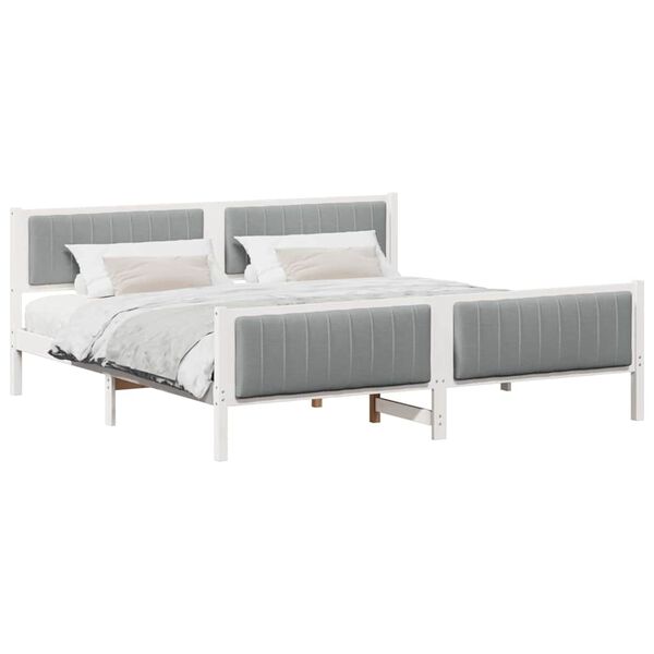 vidaXL Estructura de cama con cabecera y gris claro 200 x 200 cm