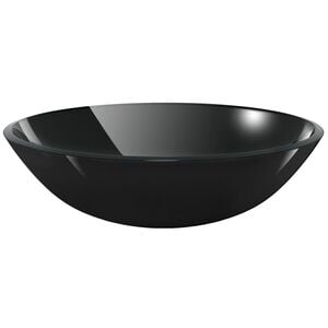 vidaXL Lavabo de vidrio templado negro 42 cm