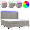 vidaXL Cama box spring colch&oacute;n y LED terciopelo gris claro 180x200 cm