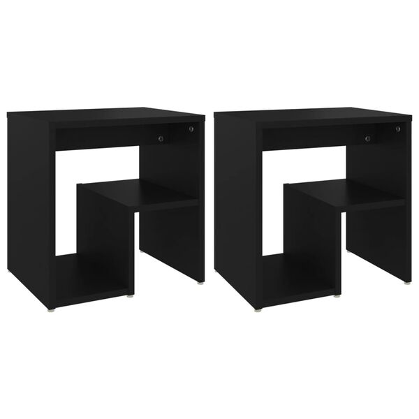 vidaXL Mesitas de noche 2 uds madera contrachapada negro 40x30x40 cm