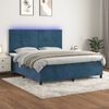 vidaXL Cama box spring colch&oacute;n y LED terciopelo azul oscuro 180x200 cm
