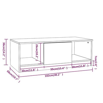 vidaXL Mesa de centro madera de ingeniería blanco 102x50x36 cm