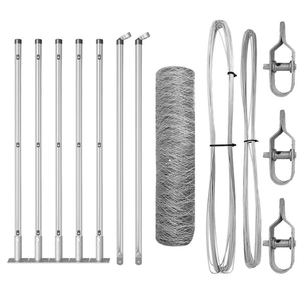 vidaXL Poste de Valla Plateado 10 x 0,4 m (malla de 50 mm) Acero