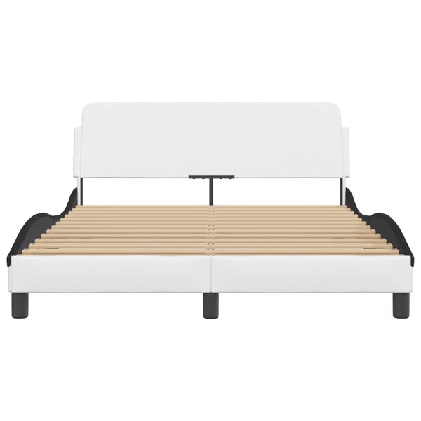 vidaXL Estructura de cama Dover cuero sint&eacute;tico blanco negro 140x190 cm