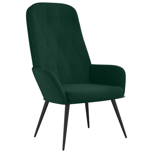 vidaXL Sill&oacute;n de relax de terciopelo verde oscuro