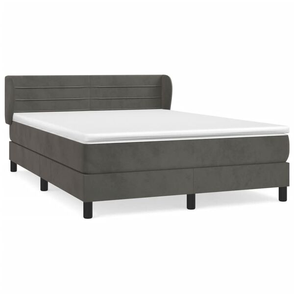 vidaXL Cama box spring con colch&oacute;n terciopelo gris oscuro 180x200 cm