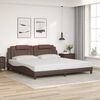vidaXL Estructura de cama Viana sin colch&oacute;n cuero sint&eacute;tico marr&oacute;n 200x200cm