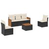 vidaXL Set de sof&aacute;s de jard&iacute;n 6 piezas y cojines rat&aacute;n sint&eacute;tico negro