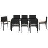vidaXL Conjunto de Comedor de Jard&iacute;n 9 pcs Negro rat&aacute;n sint&eacute;tico