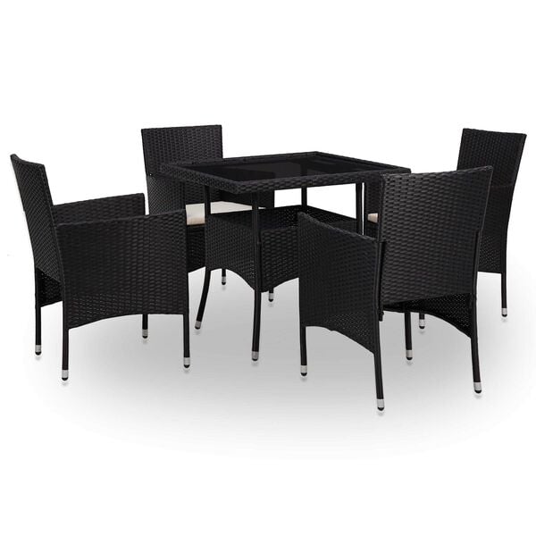 vidaXL Juego de muebles 5 pcs Negro