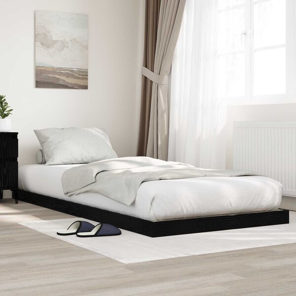 vidaXL Estructura de Cama de Suelo Roble Negro 75 x 190 cm