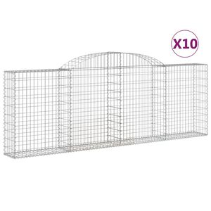 vidaXL Cestas de gaviones 10 uds forma arco hierro 300x30x100/120 cm