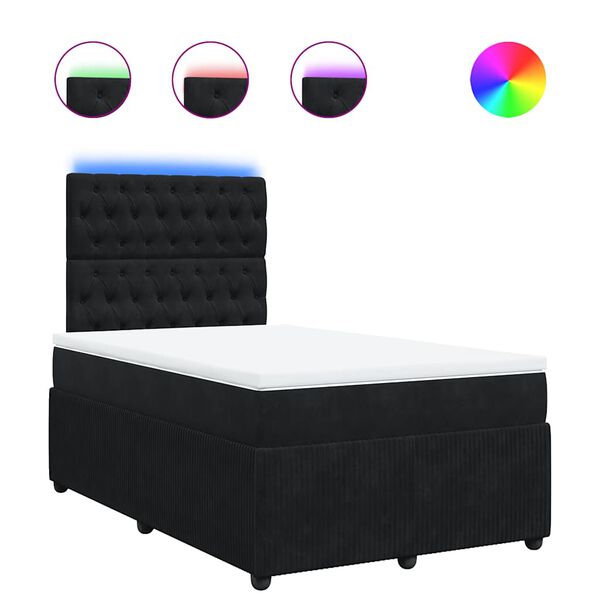 vidaXL Cama box spring con colch&oacute;n terciopelo negro 120x200 cm