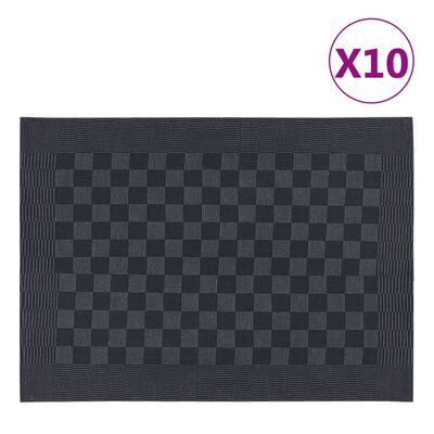 vidaXL Paños de cocina 10 uds algodón negro y gris 50x70 cm