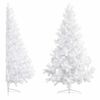vidaXL Medio &aacute;rbol de Navidad con luces y bolas blanco 120 cm