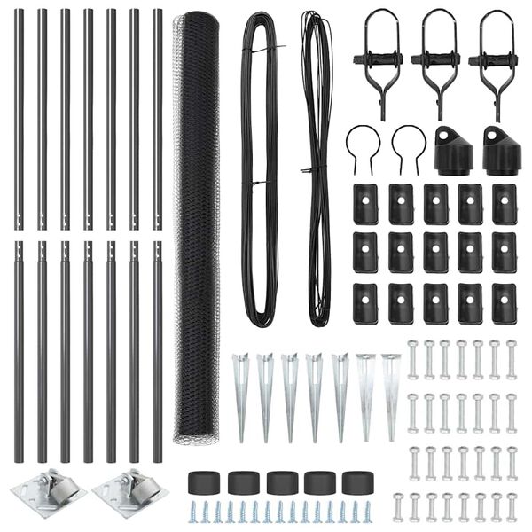 vidaXL Poste de Valla Gris 10 x 1,5 m (malla de 25 mm) Acero y PVC