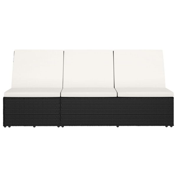 vidaXL Tumbona convertible con coj&iacute;n de rat&aacute;n sint&eacute;tico negro