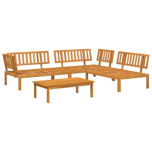 vidaXL Juego de Sof&aacute; con coj&iacute;n 4 pcs Antracita Madera de Acacia S&oacute;lida