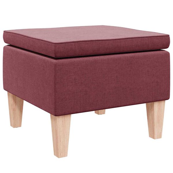 vidaXL Taburete con patas de madera tapizado tela rojo tinto