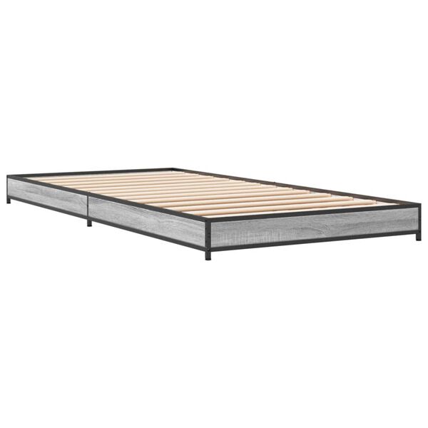 vidaXL Estructura cama madera ingeniería metal gris Sonoma 90x190 cm