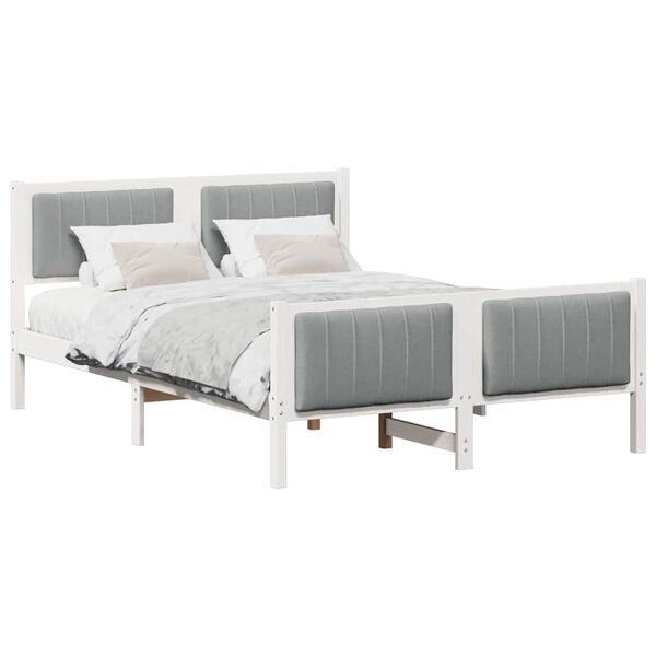 vidaXL Estructura de cama con cabecera y gris claro 140 x 190 cm