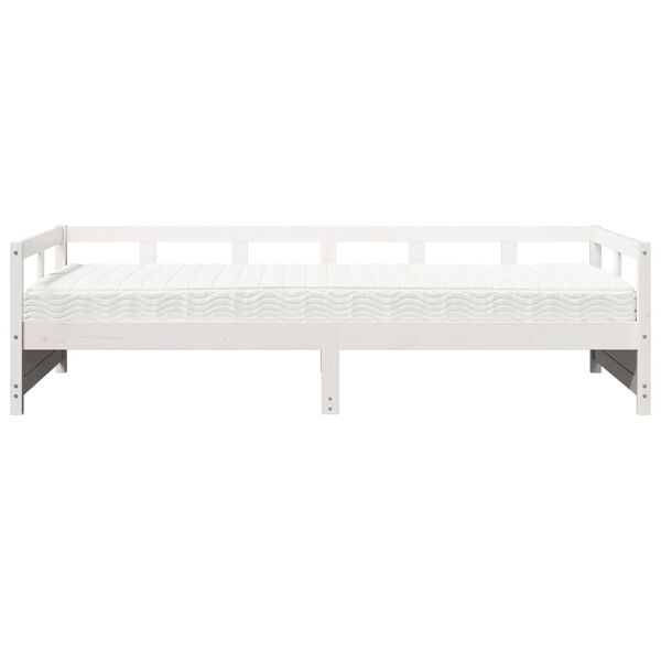 vidaXL Sofá cama con colchón madera maciza de pino blanco 80x200 cm