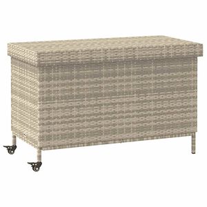 vidaXL Ba&uacute;l jard&iacute;n con ruedas gris claro 110x55x73 cm rat&aacute;n sint&eacute;tico