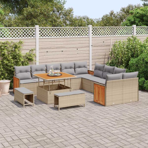 vidaXL Conjunto de sof&aacute;s de jard&iacute;n con coj&iacute;n 17 pcs Beige y Gris Claro