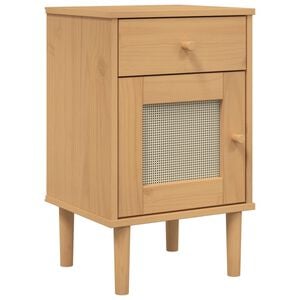 vidaXL Mesita noche SENJA aspecto rat&aacute;n madera pino marr&oacute;n 40x35x65 cm