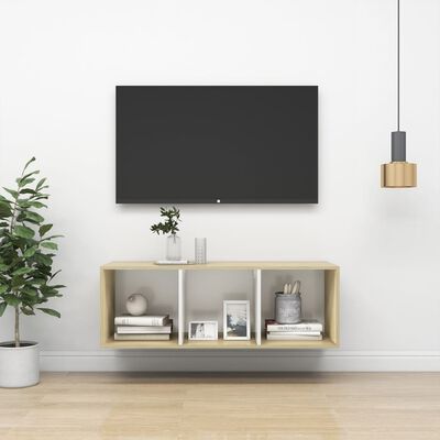 vidaXL Mueble TV pared madera contrachapada blanco roble 37x37x107 cm