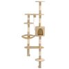 vidaXL Rascador de gatos de pared con poste de sisal 194 cm beige